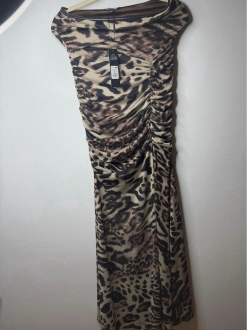 Fashion Nova Animal Print Ruched Maxi Skirt - Beige & Brown